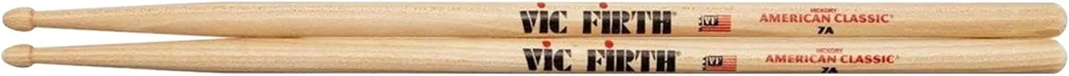 Vic Firth 7A American Classic Drum Sticks - 3 Pairs with Austin Bazaar Polishing Cloth