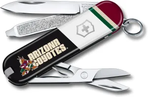 Victorinox Classic SD Swiss Army Knife – Compact 7 Function Swiss Made Pocket Knife with Small Blade, Screwdriver and Key Ring – Arizona Coyotes