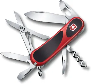 Victorinox Evolution 14 Grip Swiss Army Knife, 14 Functions, Swiss Made Pocket Knife with Large Blade, Screwdriver and Corkscrew - Red/Black