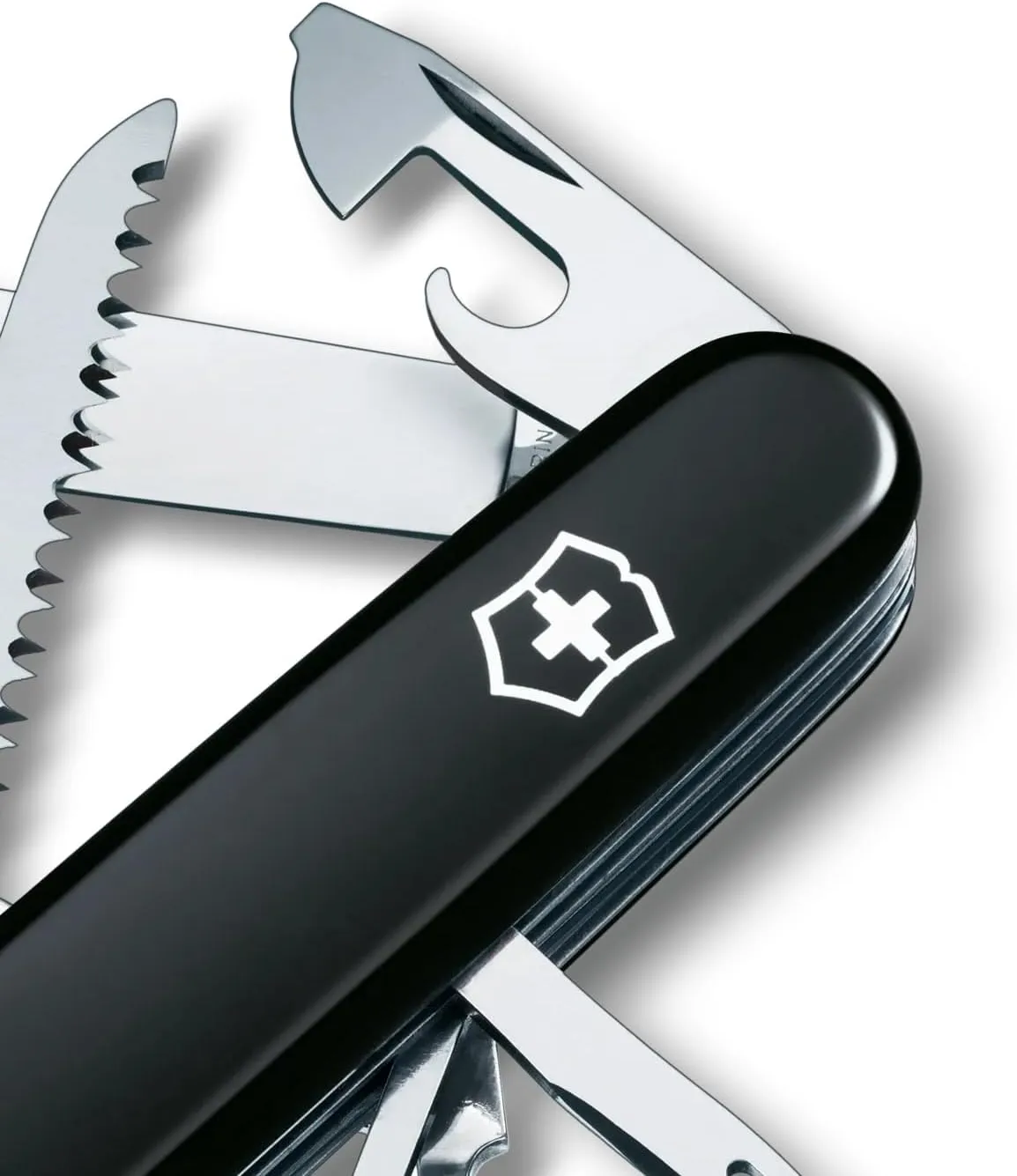 Victorinox Huntsman Swiss Army Knife, 15 Functions, Swiss Made Pocket Knife with Large Blade, Screwdriver, Scissors and Wood Saw - Black