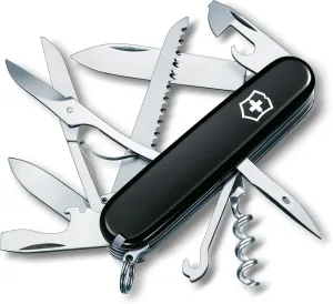 Victorinox Huntsman Swiss Army Knife, 15 Functions, Swiss Made Pocket Knife with Large Blade, Screwdriver, Scissors and Wood Saw - Black