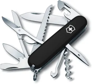 Victorinox Huntsman Swiss Army Knife, 15 Functions, Swiss Made Pocket Knife with Large Blade, Screwdriver, Scissors and Wood Saw - Black