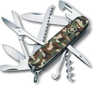Victorinox Huntsman Swiss Army Knife, 15 Functions, Swiss Made Pocket Knife with Large Blade, Screwdriver, Scissors and Wood Saw - Camouflage