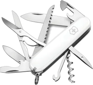 Victorinox Huntsman Swiss Army Knife, 15 Functions, Swiss Made Pocket Knife with Large Blade, Screwdriver, Scissors and Wood Saw - White