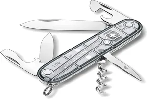 Victorinox Spartan Swiss Army Knife, 12 Functions, Swiss Made Pocket Knife with Corkscrew, Can Opener and Screwdriver - Silver Tech