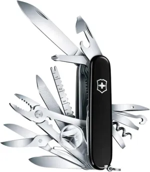 Victorinox Swiss Champ Swiss Army Knife, 33 Functions, Swiss Made Pocket Knife with Large Blade, Screwdriver, Chisel and Combination Pliers - Black