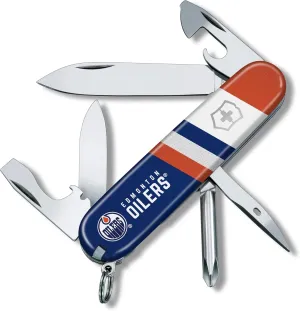 Victorinox Tinker Swiss Army Knife – Compact 12 Function Swiss Made Pocket Knife with Large Blade, Small Blade and Bottle Opener – Edmonton Oilers
