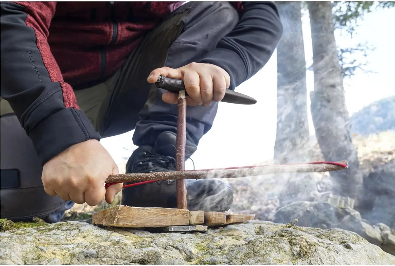 Victorinox Venture Pro Fixed-Blade Full Tang Stainless Steel Outdoor Knife - Bow Drill Divot, Durable Black Handle, Swiss Army Design, Ideal for Camping and Survival