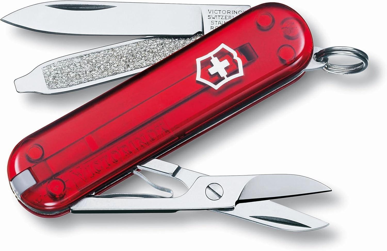 Victorinox Classic SD 7 Function Pocket Knife, Translucent Ruby