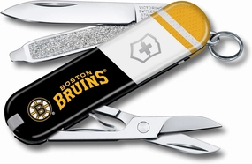 Victorinox Classic SD Swiss Army Knife – Compact 7 Function Swiss Made Pocket Knife with Small Blade, Screwdriver and Key Ring – Boston Bruins