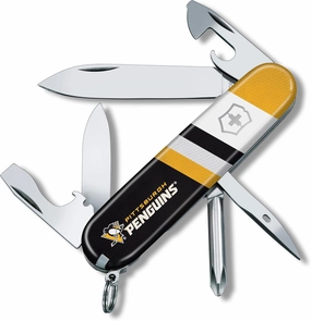 Victorinox Tinker Swiss Army Knife – Compact 12 Function Swiss Made Pocket Knife with Large Blade, Small Blade and Bottle Opener – Pittsburgh Penguins