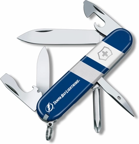 Victorinox Tinker Swiss Army Knife – Compact 12 Function Swiss Made Pocket Knife with Large Blade, Small Blade and Bottle Opener – Tampa Bay Lightning