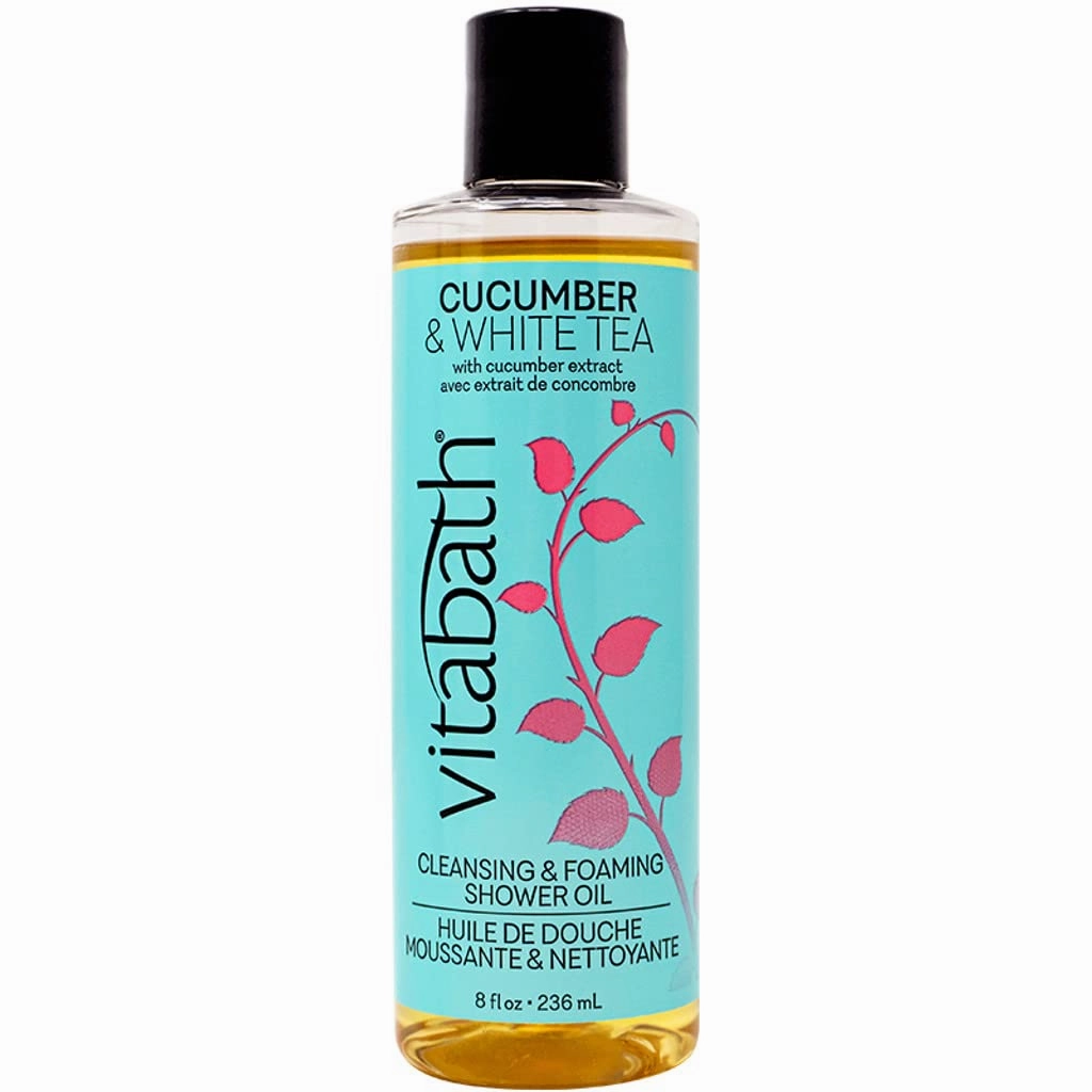Vitabath Cucumber & White Tea Cleansing & Foaming Shower Oil Refreshing Nourishing Body Wash & Hydrate - Daily Essential Dry Skin Quench for Women & Men - 8 fl oz