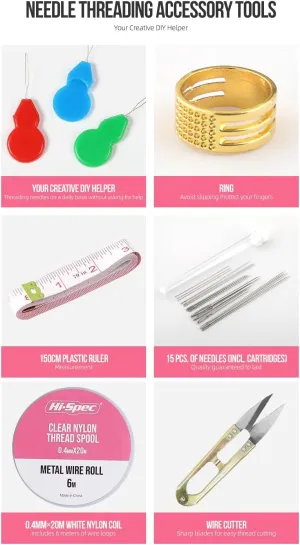 Vital Ease HighSpec Pliers, Needles, Scissors & More for Earring and Necklace Making - Complete Jewelry Kit with Clear Nylon Thread, Metal Wire Roll, and Accessories, Plastic, No (Zebra-Stripe)