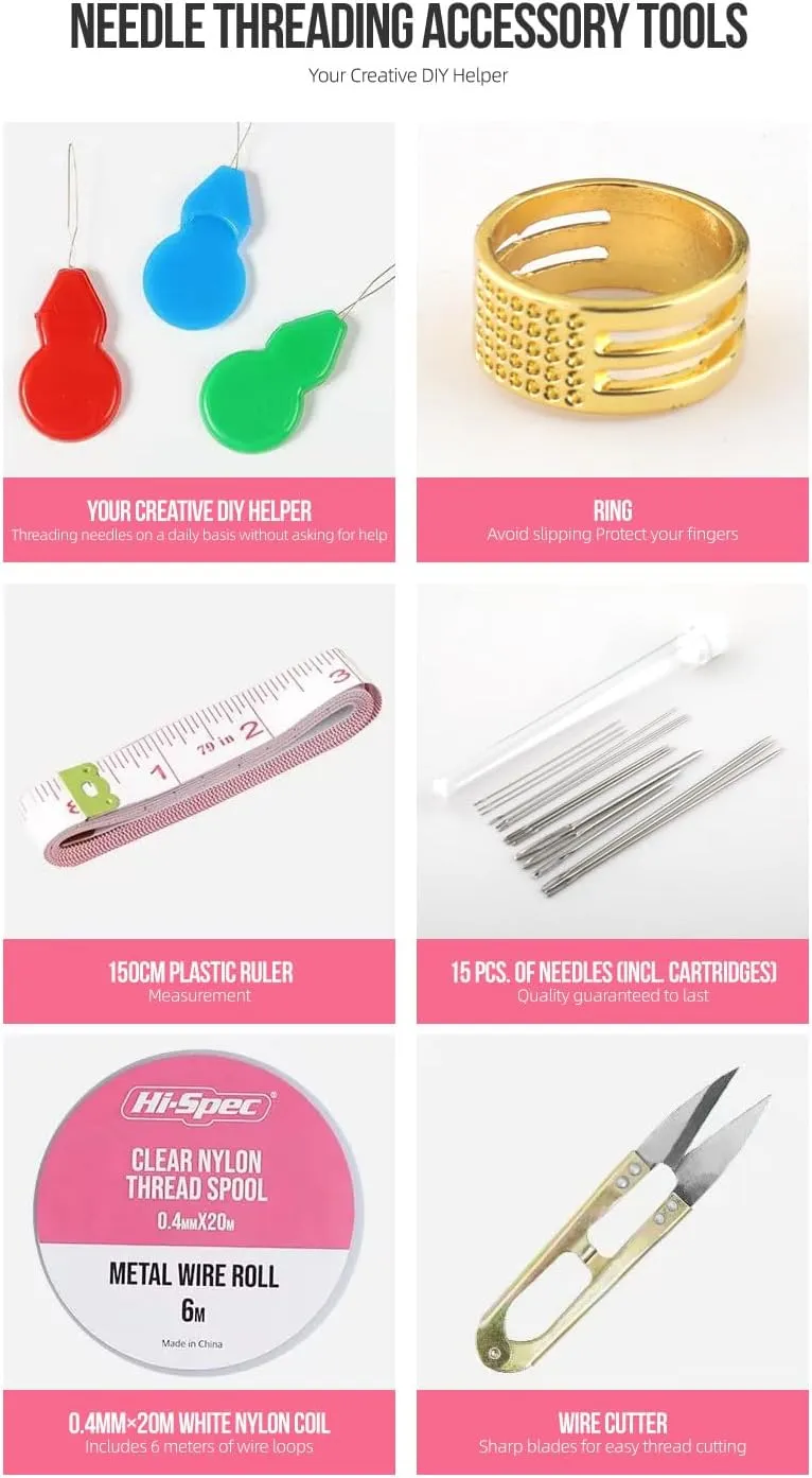Vital Ease HighSpec Pliers, Needles, Scissors & More for Earring and Necklace Making - Complete Jewelry Kit with Clear Nylon Thread, Metal Wire Roll, and Accessories, Plastic, No (Zebra-Stripe)