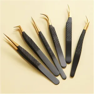 Volume Eyelash Tweezers Professional Stainless Steel Eyebrow Tweezers Clip Individual Curved Strip Lash Extension Supplies