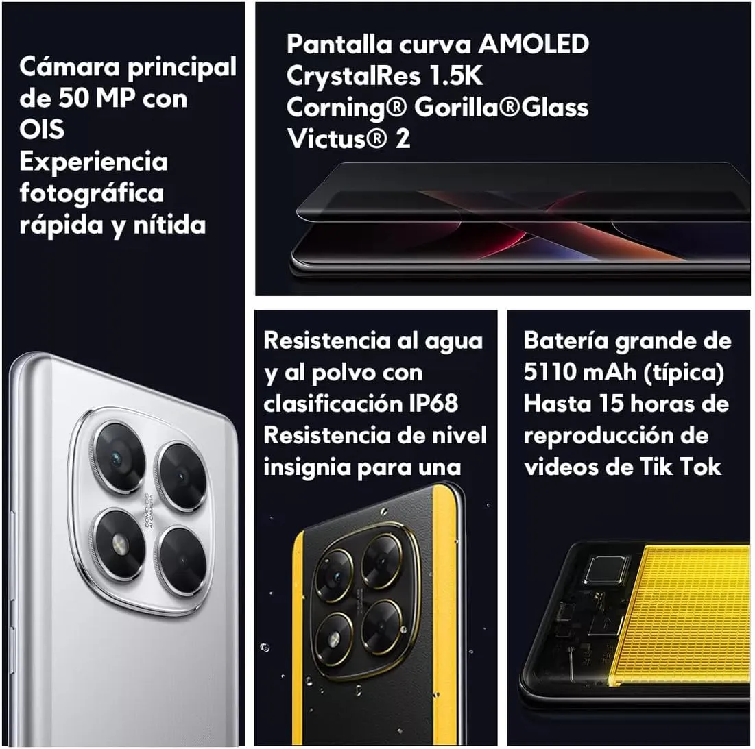Xiaomi Poco X7 5G   4G LTE (for Tmobile Mint Tello & Global) (512GB   12GB) Ai Curved 6.67" 50MP Triple Cam NFC Dual sim Unlocked Model 24095PCADG (Green)