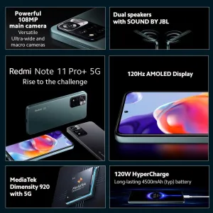 Xiaomi Redmi Note 11 Pro  Plus 5G   4G 128Gb   8Gb Unlocked 6.67" 108MP (Tmobile Mint &Global)   (Star Blue)