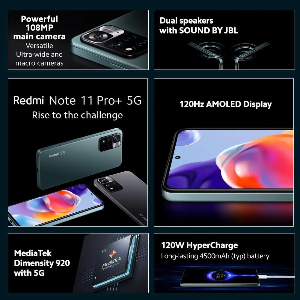 Xiaomi Redmi Note 11 Pro  Plus 5G   4G 128Gb   8Gb Unlocked 6.67" 108MP (Tmobile Mint &Global)   (Star Blue)