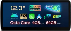 XTRONS 12.3 Inch Android 14 Car Stereo for BMW E90 E91 E92 E93 M3 (2009-2012) CIC System, IPS Touch Screen 4 64GB Global 4G Car Radio GPS Navigation Support Wireless Car Play Android Auto