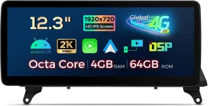 XTRONS 12.3 Inch Android 14 Car Stereo for BMW X5 E70 X6 E71 2007-2010 CCC System, IPS Touch Screen 4 64GB Global 4G Car Radio GPS Navigation Support Wireless Car Play Android Auto