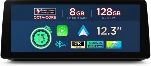 XTRONS 12.3 Inch Android 14 Qualcomm 680 Car Stereo for BMW 5 Series E60/E61/M5 (2005-2008) CCC System, IPS Touch Screen 8 128GB Car Radio GPS Navigation Support Wireless CarPlay Android Auto