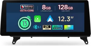 XTRONS 12.3 Inch Android 14 Qualcomm 680 Car Stereo for BMW X5 E70 / X6 E71 (2011-2013) CIC System, IPS Touch Screen 8 128GB Car Radio GPS Navigation Support Wireless CarPlay Android Auto