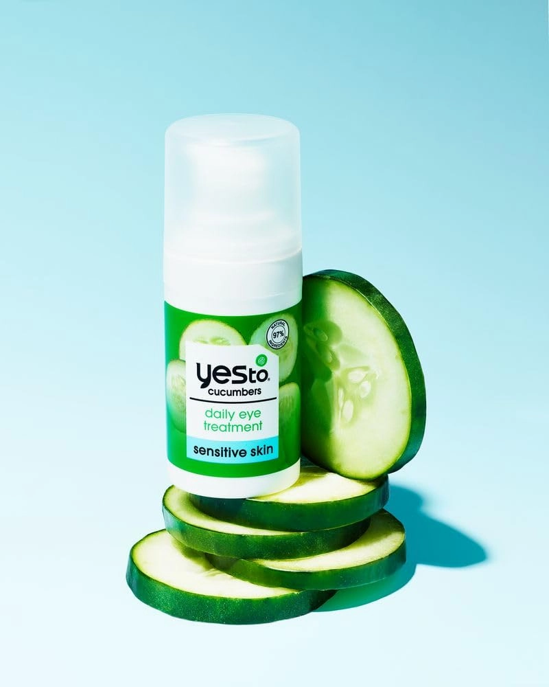 Yes To Cucumbers Sensitive Skin Set – Cooling Jelly Mask, Depuffing Under Eye Masks, Two-Step Eye Kit,