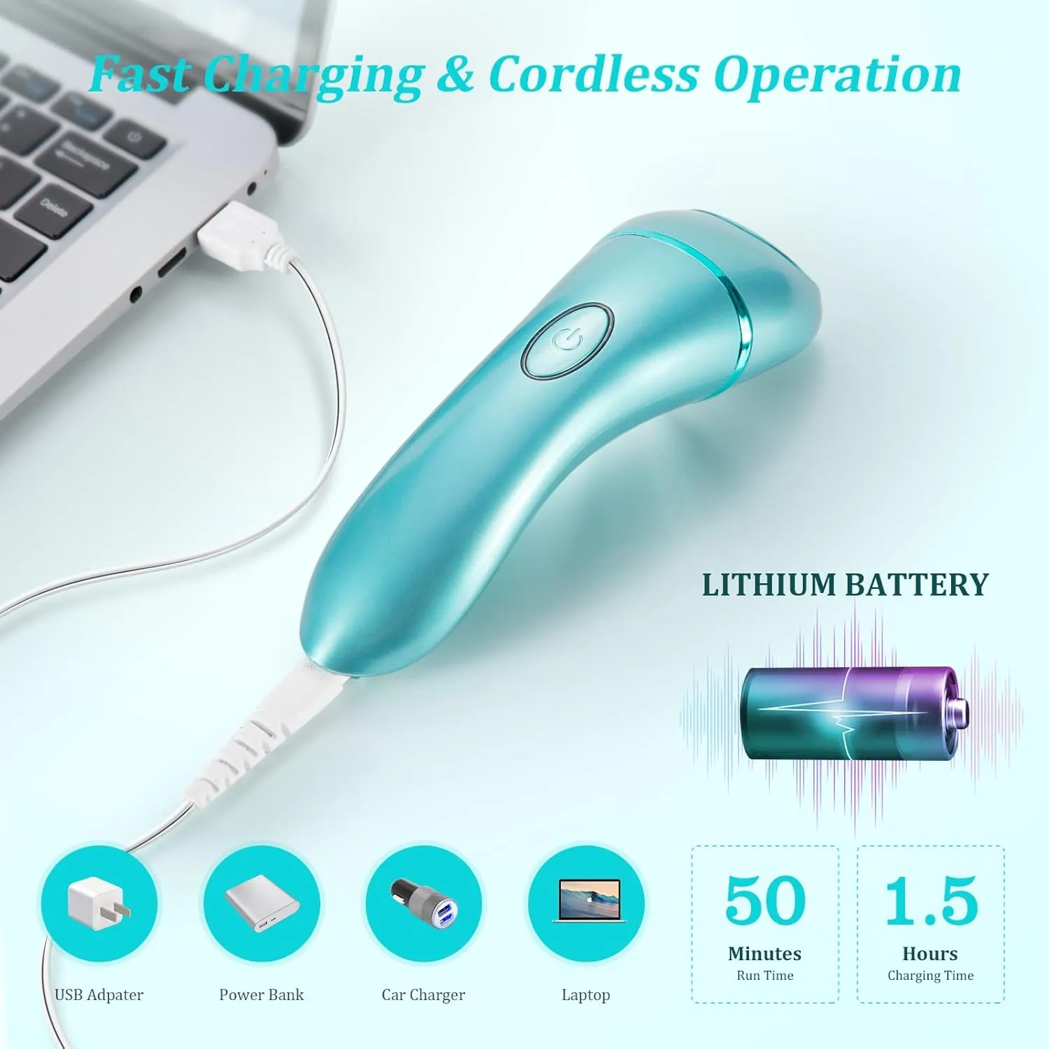 YHC Epilator for Women – 3-in-1 Facial & Body Hair Remover, Wet & Dry Electric Shaver for Legs, Arms & Bikini, Cordless, Waterproof, USB Rechargeable (Blue)