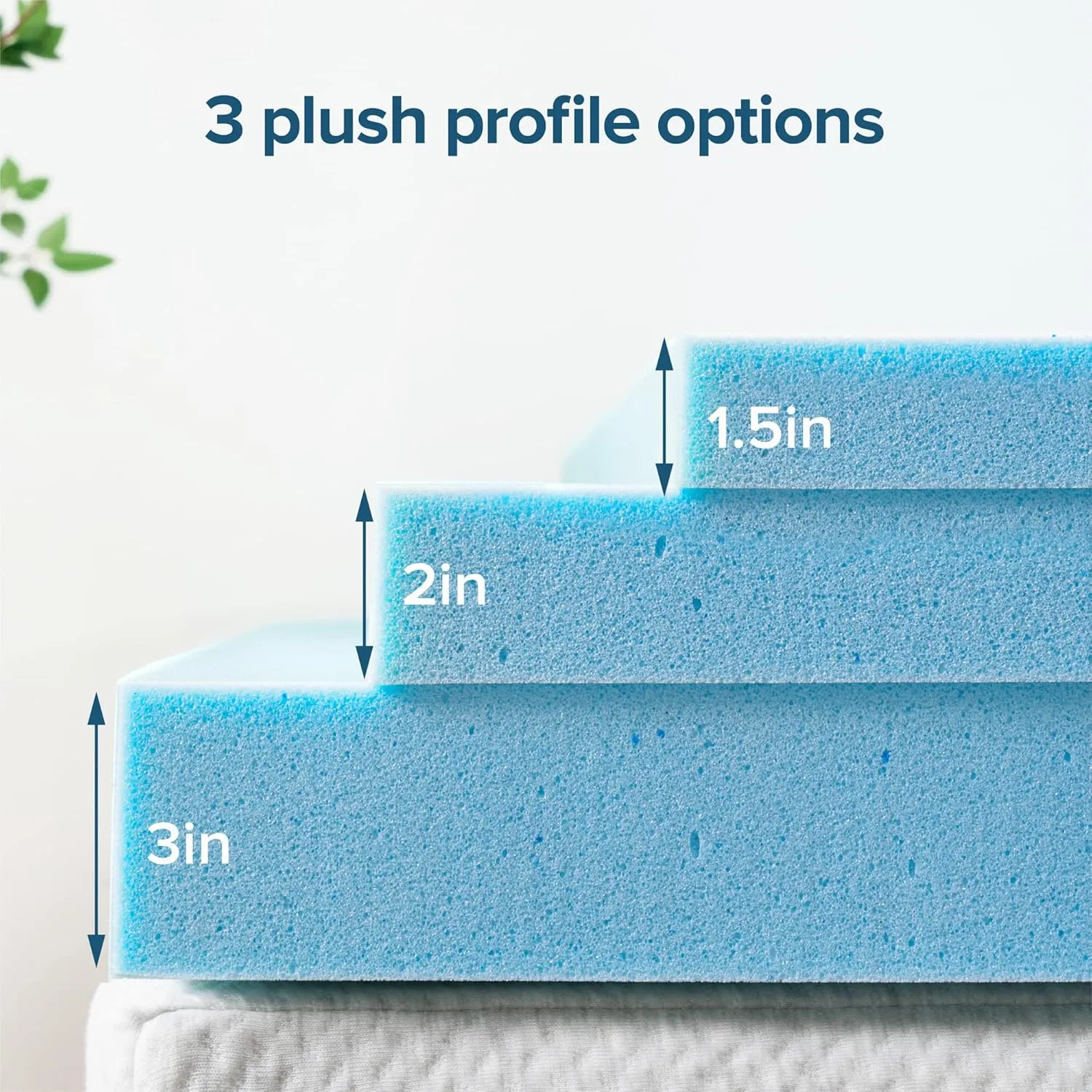 ZINUS 3 Inch Green Tea Cooling Gel Memory Foam Mattress Topper, Cooling Gel Foam, CertiPUR-US Certified, Queen, Blue