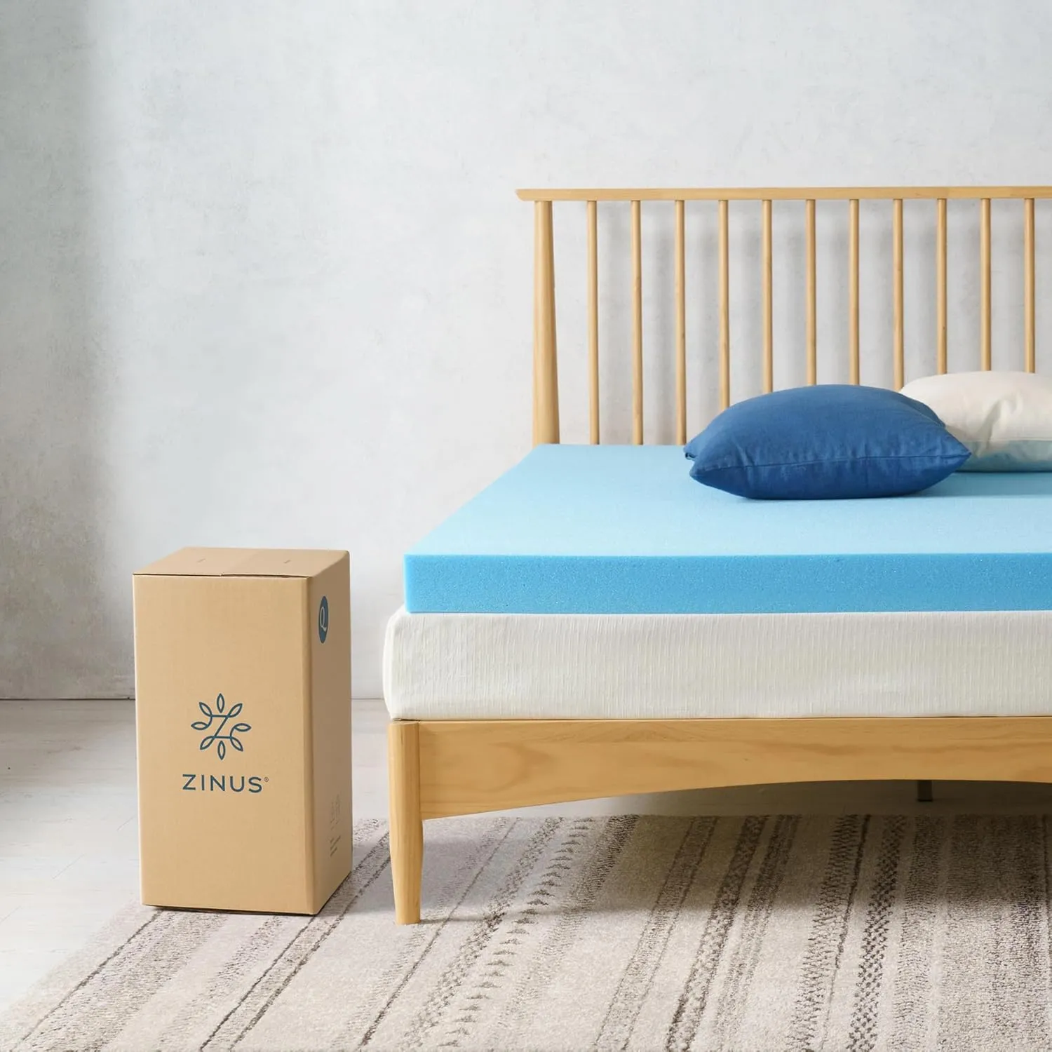ZINUS 3 Inch Green Tea Cooling Gel Memory Foam Mattress Topper, Smaller, More Convenient WonderBox Packaging, Cooling Gel Foam, CertiPUR-US Certified, King